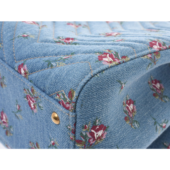 Gucci GG Marmont Handbag Flower Blue Denim Leather Strap - Picture 6 of 9